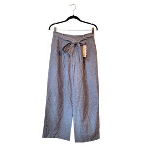 Uniqlo Women's Linen Cotton Belted Wide Leg Pants Size M NWT